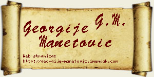 Georgije Manetović vizit kartica
